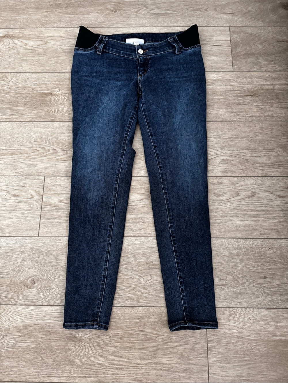 Isabel Maternity by Ingrid & Isabel Dark Blue Skinny Jeans with Black Waistband